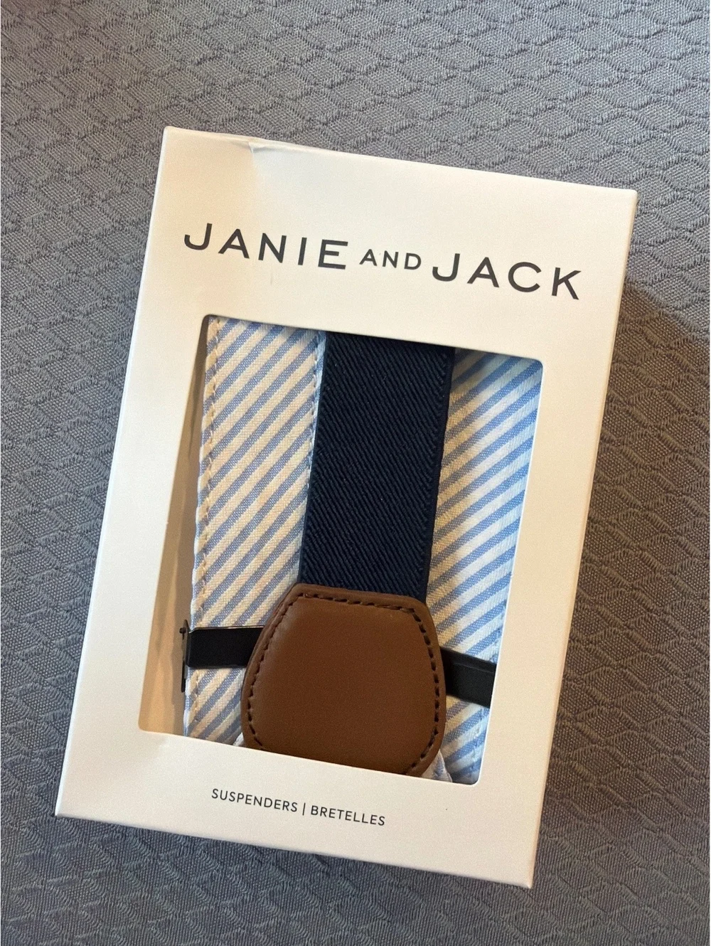 Janie and Jack Baby Boys' Blue and White Striped Suspenders, Size 12 to 24 Month
